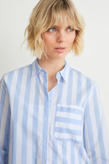 Damen - Bluse - gestreift - blau / weiß