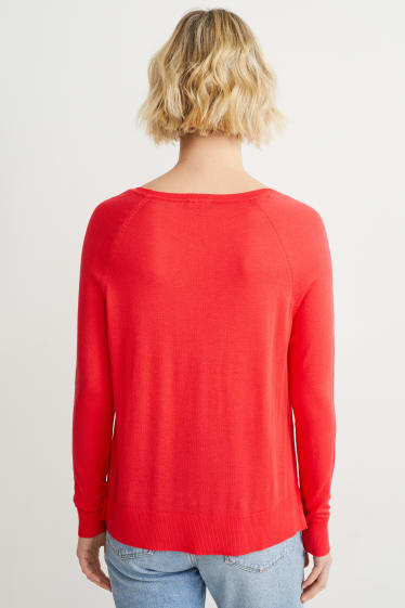 Femei - Pulover basic - roșu