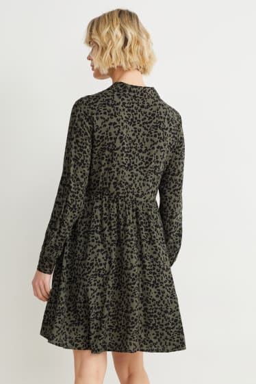 Femmes - Robe - à motif - vert foncé / noir