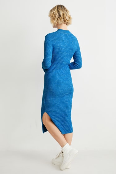 Dames - Gebreide jurk - blauw