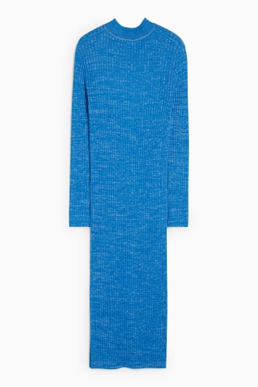 Dames - Gebreide jurk - blauw