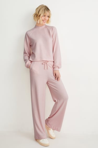 Women - Jersey trousers - loose fit - rose