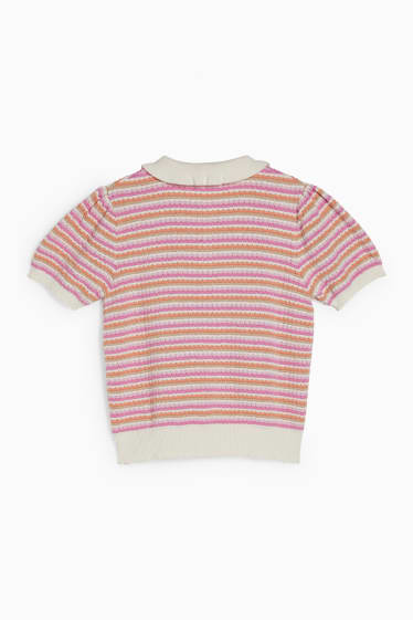 Bambine - Maglione - a righe - rosa