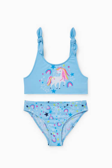 Kinderen: meisjes - Eenhoorn - bikini - LYCRA® XTRA LIFE™ - 2-delig - lichtblauw