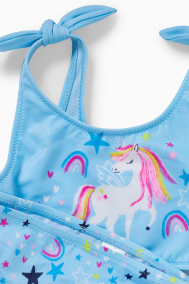 Niños - Unicornio - bikini - LYCRA® XTRA LIFE™ - 2 piezas - azul claro