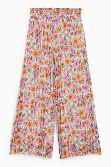 Bambini - Pantaloni plissettati - a fiori - rosa