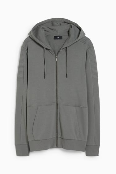 Men - Zip-through sweatshirt with hood - gray-melange