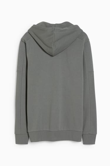 Hommes - Sweat zippé à capuche - gris chiné