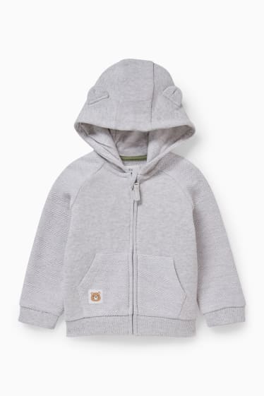 Babies - Baby zip-through sweatshirt with hood - light gray-melange