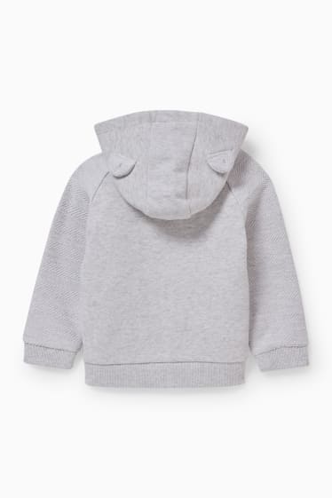 Babies - Baby zip-through sweatshirt with hood - light gray-melange