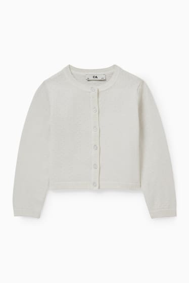 Kinder Mädchen - Set - Strickjacke, Kurzarmshirt und Scrunchie - 3 teilig - weiss
