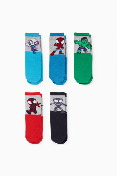 Enfants - Lot de 5 paires - Marvel - chaussettes à motif - bleu