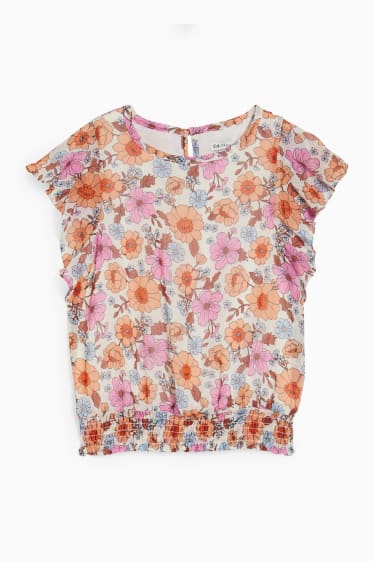 Kinderen - Blouse van chiffon - gebloemd - gekleurd