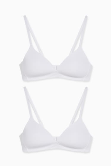 Damen - Multipack 2er - BH ohne Bügel - wattiert - LYCRA® - weiß