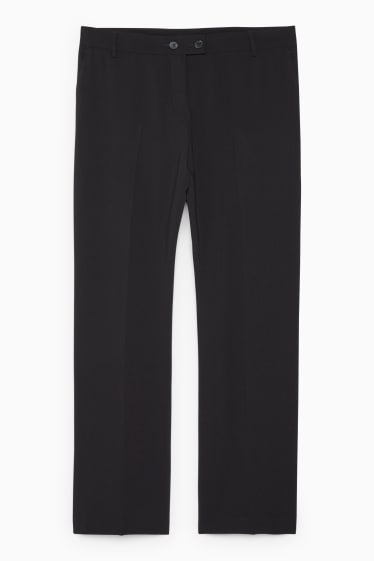 Dámské - Plátěné kalhoty - mid waist - straight fit - černá