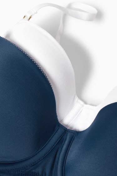 Donna - Confezione da 2 - reggiseno con ferretti - FULL COVERAGE - imbottito - bianco