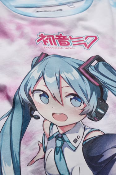 Dzieci dziewczynki - Hatsune Miku - koszulka z krótkim rękawem - jasnofioletowy