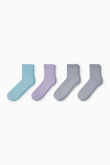 Femmes - Lot de 4 - chaussettes de tennis - gris / vert menthe