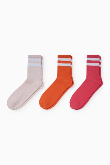 Femmes - Lot de 3 - chaussettes de tennis - rose