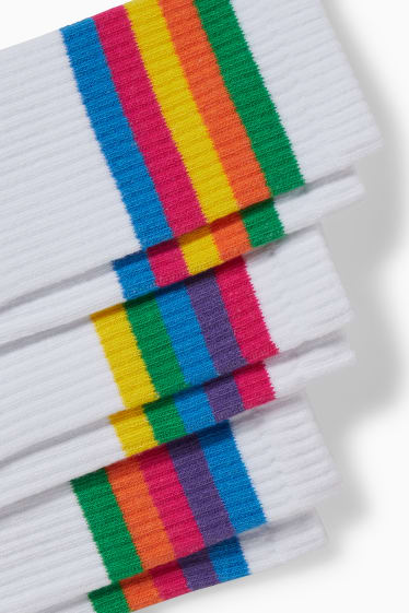 Femmes - Lot de 3 - chaussettes de tennis - à rayures - vert