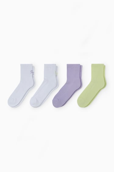 Dona - Paquet de 4 - mitjons de tennis - lila/blanc