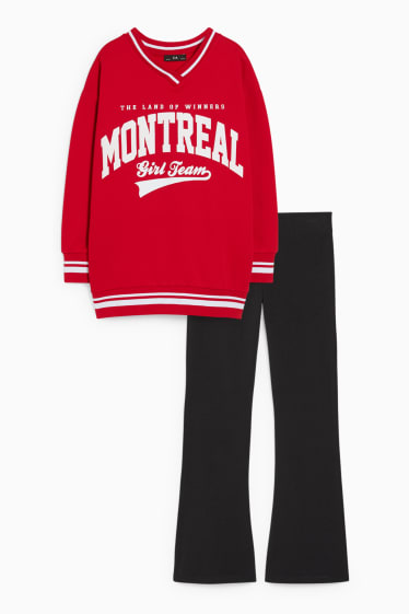 Enfants filles - Ensemble - sweat et legging - deux pièces - rouge
