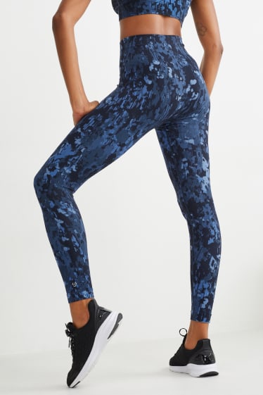 Women - Active leggings - running - seamless - LYCRA® - dark blue