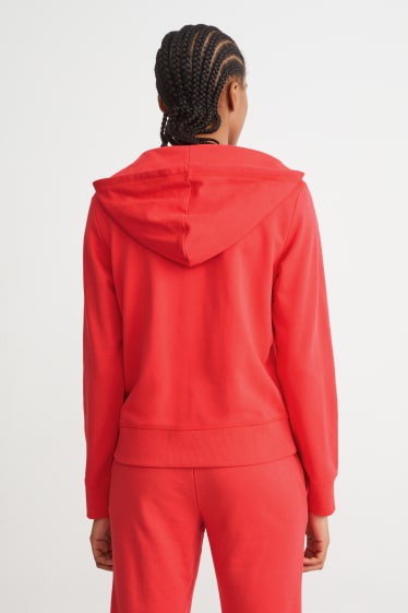 Women - Basic zip-through sweatshirt with hood - red