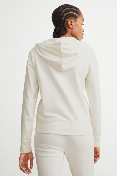 Damen - Basic-Sweatjacke mit Kapuze - cremeweiß