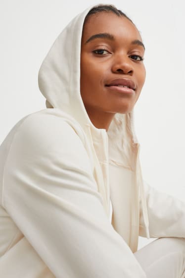 Damen - Basic-Sweatjacke mit Kapuze - cremeweiß