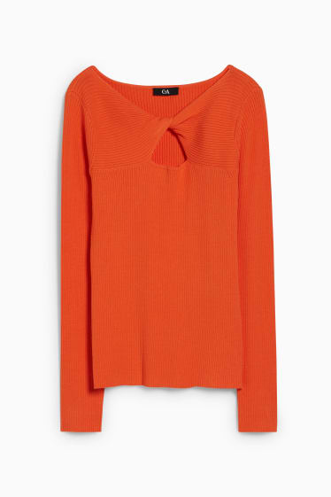 Femmes - Pullover avec nœud - orange