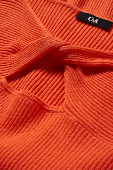 Dámské - Svetr s detailem uzlu - oranžová