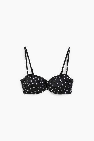 Femei - Top bikini cu armătură - bustieră - vătuit - cu buline - negru