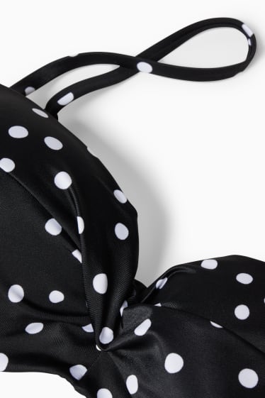 Femei - Top bikini cu armătură - bustieră - vătuit - cu buline - negru