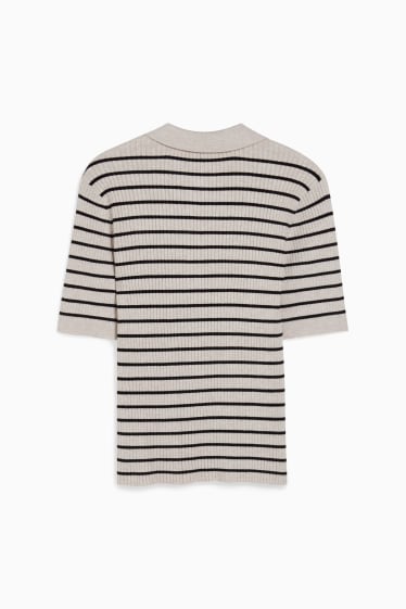 Women - Jumper - striped - beige