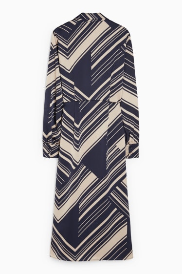 Women - Wrap dress - patterned - dark blue