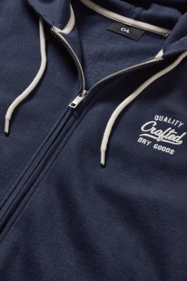 Hommes - Sweat zippé en molleton avec capuche - bleu foncé