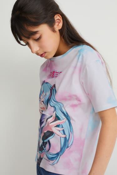 Dzieci dziewczynki - Hatsune Miku - koszulka z krótkim rękawem - jasnofioletowy