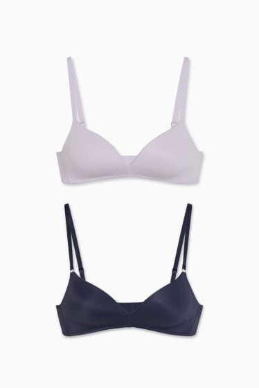 Femmes - Lot de 2 - soutiens-gorge sans armatures - ampliformes - LYCRA® - bleu foncé