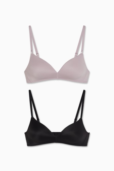 Donna - Confezione da 2 - reggiseno senza ferretti - imbottito - LYCRA® - viola chiaro