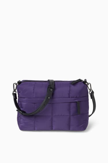 Women - Small quilted shoulder bag with detachable bag strap - purple