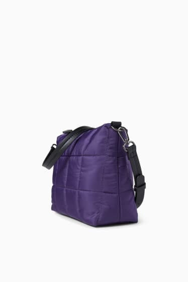 Women - Small quilted shoulder bag with detachable bag strap - purple