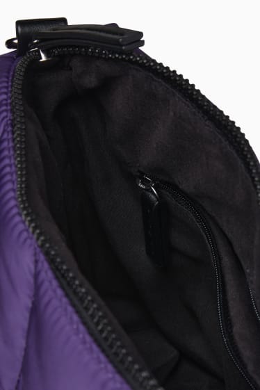 Dámské - Malá prošívaná taška přes rameno s odnímatelným popruhem - fialová