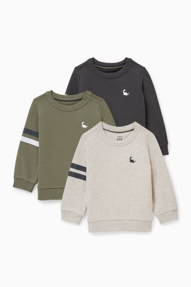 Baby Jungen - Multipack 3er - Dino - Baby-Sweatshirt - grün