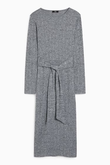 Women - Knitted dress - light gray-melange