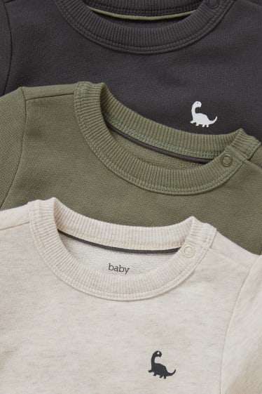 Babys - Set van 3 - dino - baby-sweatshirt - groen