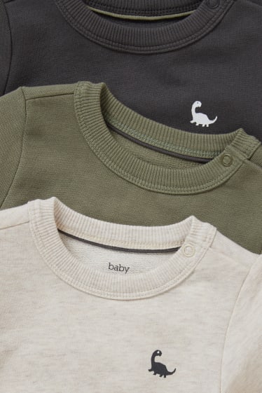 Baby Jungen - Multipack 3er - Dino - Baby-Sweatshirt - grün