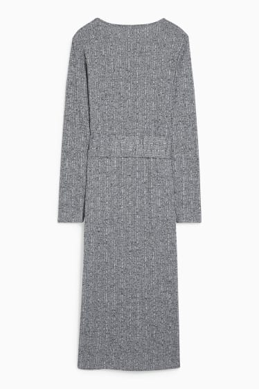 Damen - Strickkleid - hellgrau-melange