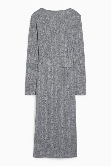 Women - Knitted dress - light gray-melange