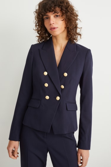 Dames - Business-blazer - getailleerd - donkerblauw